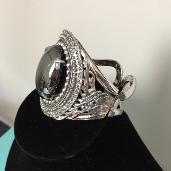 Whiting & Davis Jewelry - Whiting & Davis Silver Hematite Bangle Bracelet